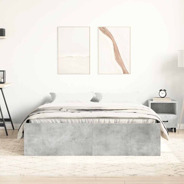 vidaXL Estructura de cama gris hormig&oacute;n 140x190 cm