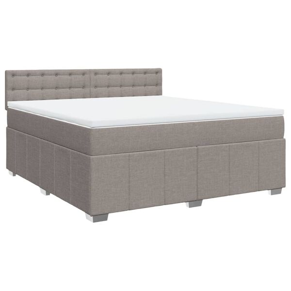 vidaXL Cama box spring con colch&oacute;n tela gris taupe 180x200 cm