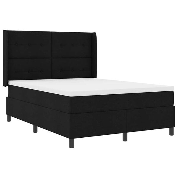 vidaXL Cama tipo Box Spring con colch&oacute;n Negro 200 x 140 cm tela