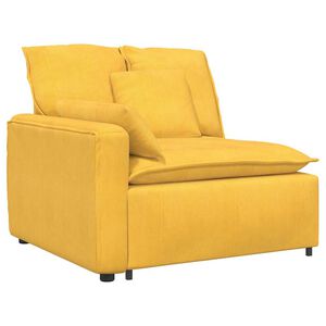 vidaXL M&oacute;dulo de reposabrazos para sof&aacute; modular con cojines, color amarillo claro, 100 cm
