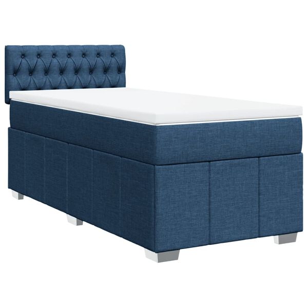 vidaXL Cama box spring con colch&oacute;n tela azul 90x200 cm