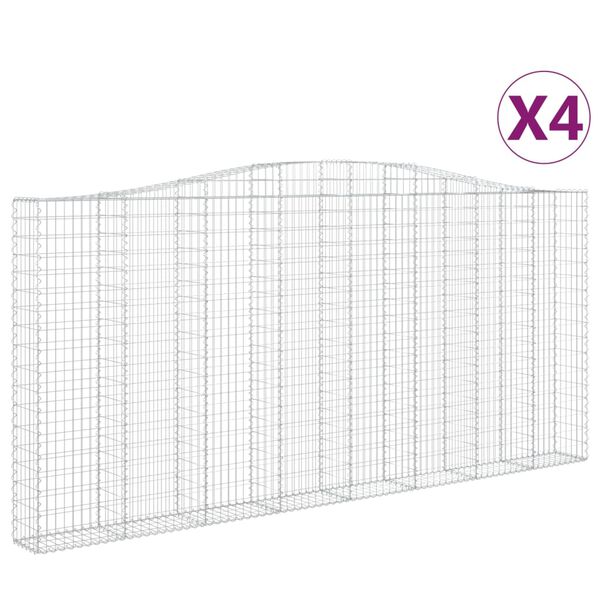 vidaXL Cestas de gaviones 4 uds forma de arco hierro 400x30x180/200 cm