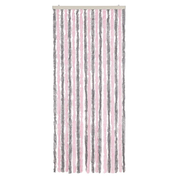 vidaXL Cortina antimoscas chenilla gris plateado y rosa 56x200 cm