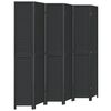 vidaXL Biombo separador de 6 paneles madera maciza Paulownia negro