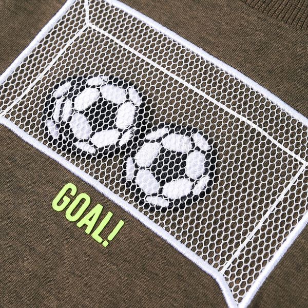 Camiseta infantil de manga larga caqui m&eacute;lange 104