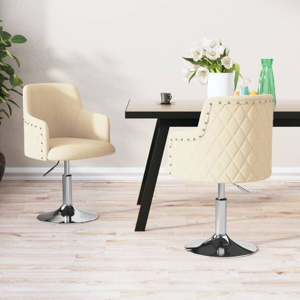 vidaXL Sillas de comedor 2 unidades tela color crema