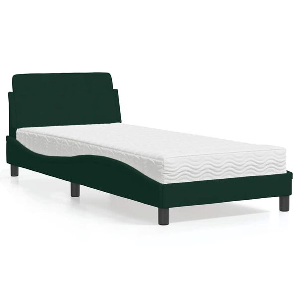 vidaXL Cama con colch&oacute;n Dover terciopelo verde oscuro 80x200 cm