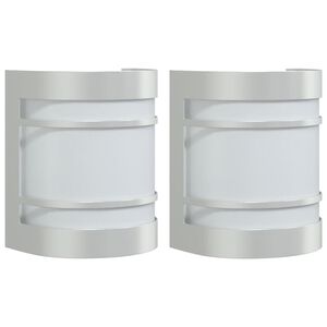 vidaXL Apliques de exterior 2 unidades acero inoxidable plateado