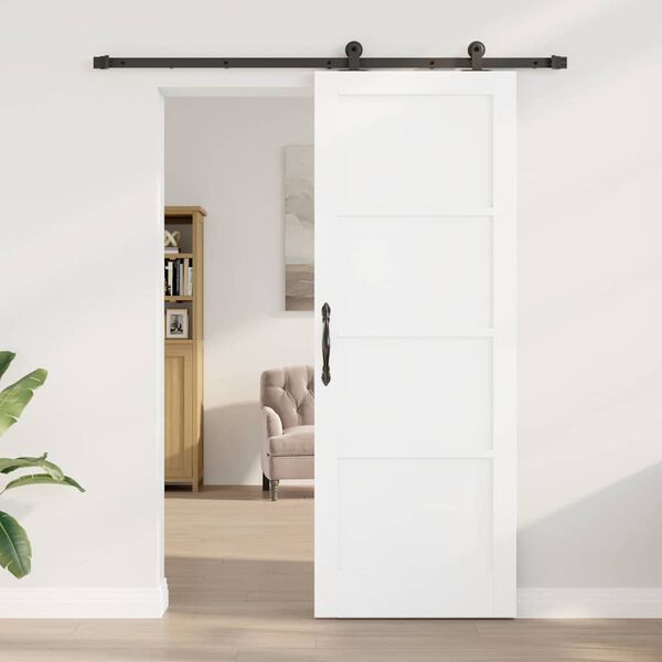 vidaXL Puerta Corredera y Negro 78 x 211 cm Madera de pino macizo