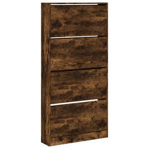 vidaXL Zapatero 4 cajones abatibles roble ahumado 80x21x163,5cm