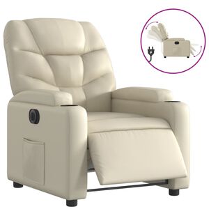 vidaXL Sill&oacute;n reclinable el&eacute;ctrico de cuero sint&eacute;tico crema