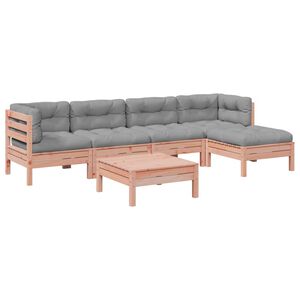 vidaXL Set de sof&aacute;s jard&iacute;n 6 pzas con cojines madera abeto Douglas