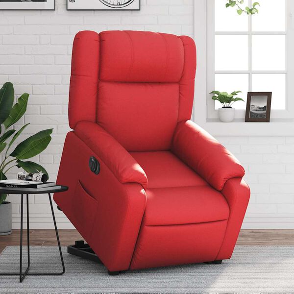 vidaXL Sill&oacute;n elevable el&eacute;ctrico cuero artificial rojo