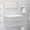 vidaXL Set muebles de ba&ntilde;o 2 piezas madera contrachapada gris hormig&oacute;n