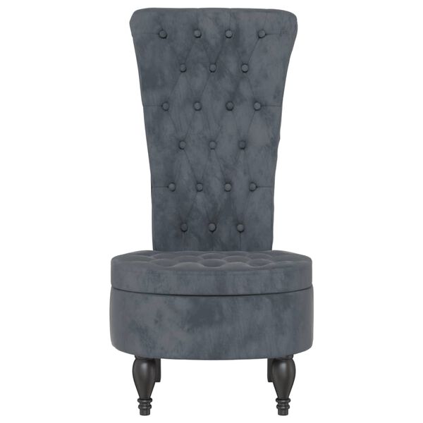vidaXL Sillón de respaldo alto con botones terciopelo gris oscuro
