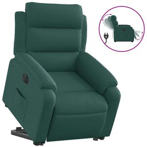vidaXL Sill&oacute;n el&eacute;ctrico reclinable elevable de tela verde oscuro