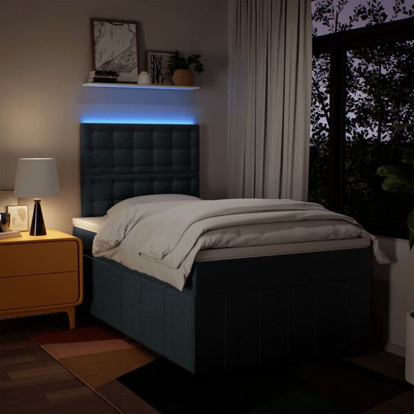 vidaXL Cama box spring con colch&oacute;n tela azul 120x190 cm