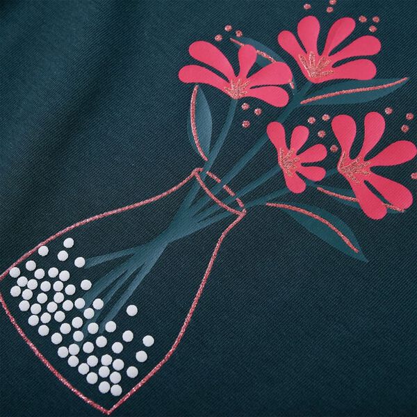 Camiseta infantil de manga larga verde oscuro 116