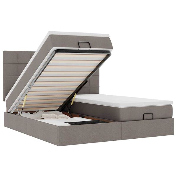 vidaXL Estructura de cama otomana colchones tela gris pardo 180x200 cm