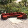 vidaXL Set muebles de jardín 9 piezas y cojines ratán sintético marrón