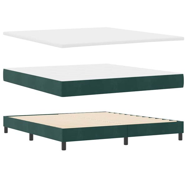 vidaXL Cama tipo Box Spring Verde oscuro 200 x 180 cm Poli&eacute;ster