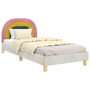 vidaXL Cama para ni&ntilde;os con cabecero Crema 90 x 200 cm Terciopelo