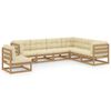 vidaXL Set de muebles de jard&iacute;n 7 pzs cojines madera pino marr&oacute;n miel