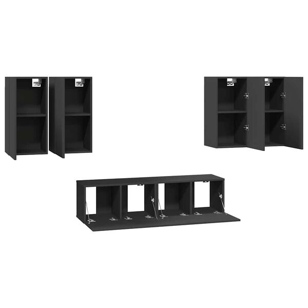 vidaXL Set de muebles de sal&oacute;n 6 piezas madera ingenier&iacute;a gris