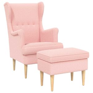 vidaXL Sill&oacute;n con Pouf 2 uds. Rosa Boucl&eacute;