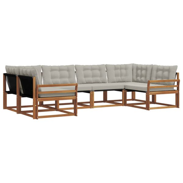 vidaXL Conjunto de sof&aacute;s de exterior 6 pcs Gris Natural y Claro