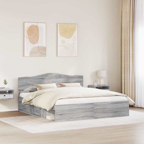 vidaXL Estructura de cama con cabecera Gris Sonoma 200 x 200 cm