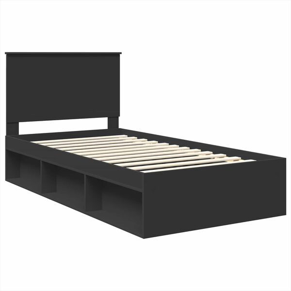 vidaXL Estructura de cama Negro 100 x 200 cm Madera de pino macizo