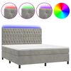 vidaXL Cama box spring colchón y LED terciopelo gris claro 160x200 cm