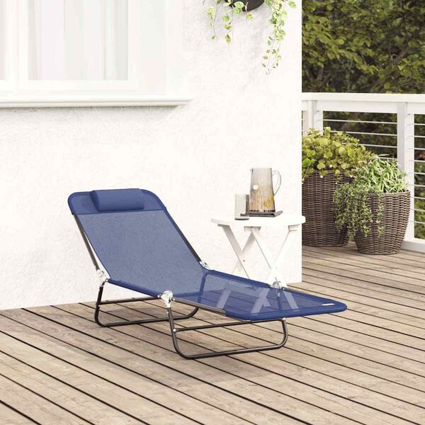 vidaXL Tumbona plegable Azul Marino 182 x 55 x 85.5cm Textileno