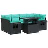 vidaXL Juego Sof&aacute; Jard&iacute;n 7 Piezas con Cojines Negro Poli Rat&aacute;n Acacia