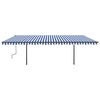 vidaXL Toldo autom&aacute;tico con LED sensor de viento azul y blanco 6x3 m
