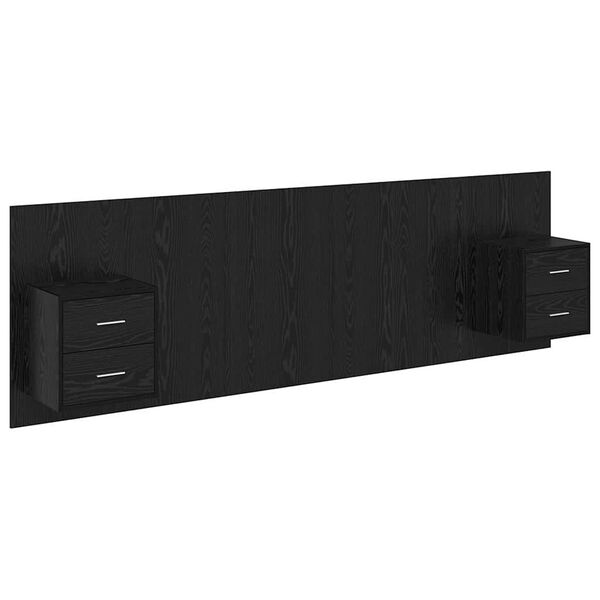 vidaXL Cabecero con Mueble 3 pcs Roble Negro Madera de ingenier&iacute;a