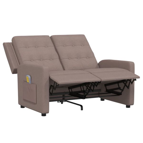 vidaXL Sill&oacute;n reclinable de masaje de 2 plazas tela taupe