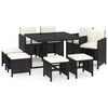 vidaXL Set de comedor de jard&iacute;n 9 pzas y cojines rat&aacute;n sint&eacute;tico negro