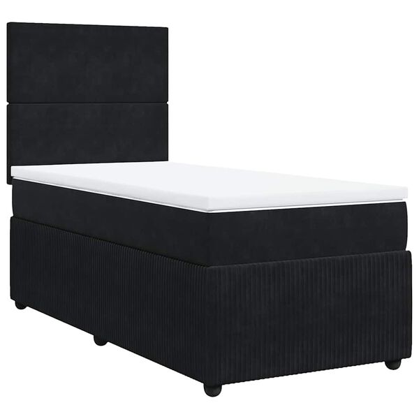 vidaXL Cama box spring con colch&oacute;n terciopelo negro 100x200 cm