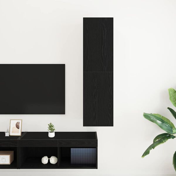vidaXL Mueble de TV de Pared Roble Negro 30,5 x 30 x 110 cm