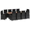 vidaXL Juego de comedor para exteriores 11 uds. Negro rat&aacute;n sint&eacute;tico