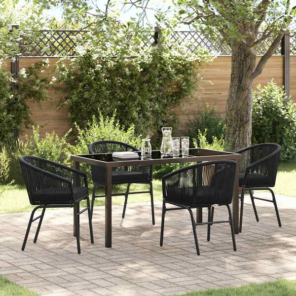 vidaXL Conjunto de Comedor de Jard&iacute;n 5 pcs Negro