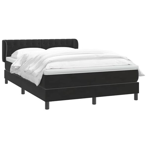vidaXL Cama box spring con colch&oacute;n terciopelo negro 140x210 cm