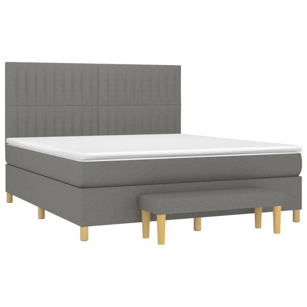 vidaXL Cama box spring con colch&oacute;n tela gris oscuro 180x200 cm