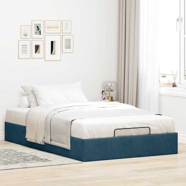 vidaXL Estructura de cama otomana sin colch&oacute;n terciopelo azul oscuro