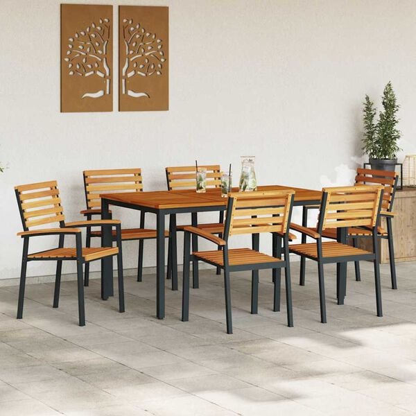 vidaXL Conjunto de Comedor de Jard&iacute;n 7 pcs Negro