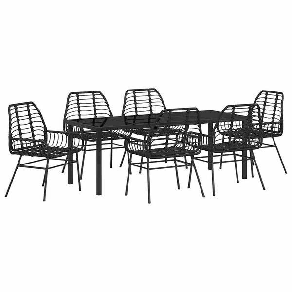 vidaXL Conjunto de Comedor de Jard&iacute;n 7 pcs Negro rat&aacute;n sint&eacute;tico