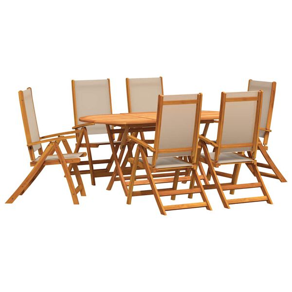 vidaXL Juego comedor de jard&iacute;n 7 pzas madera maciza acacia y textileno