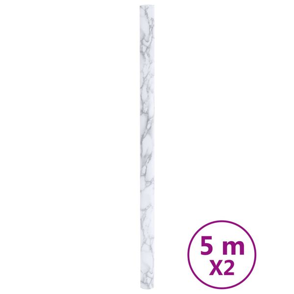 vidaXL Pegatinas de mueble autoadhesivas PVC blanco m&aacute;rmol 90x500 cm